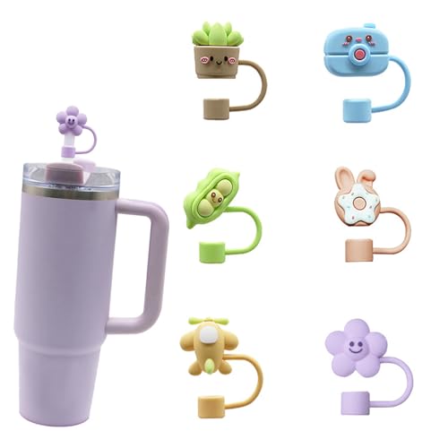 YUISI 6Pcs Silicone Straw Cover Cap, Stanley Cup Accessories Compatible with Stanley Sipper 10MM Straw Toppers for Tumblers, Dust-Proof Reusable Straw Tips Lids (Style B) - Image 1
