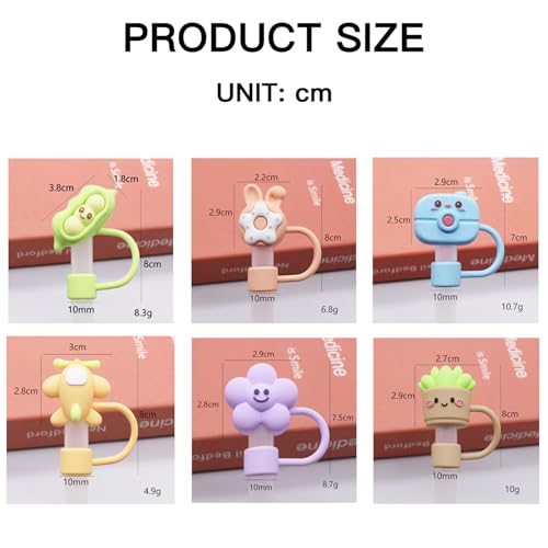 YUISI 6Pcs Silicone Straw Cover Cap, Stanley Cup Accessories Compatible with Stanley Sipper 10MM Straw Toppers for Tumblers, Dust-Proof Reusable Straw Tips Lids (Style B) - Image 4