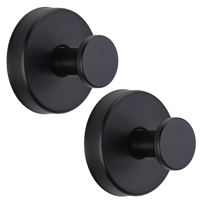SUCTION CUP HOOKS FOR SHOWER NODRILL BATHROOM HOOKS FOR TOWELS ROBES LOOFAH MOUNTABLE ON BATHROOM WALLS KITCHEN GLASS MIRRORS TILE AND SMOOTHNONPOROUS SURFACES 2 MATTE BLACK