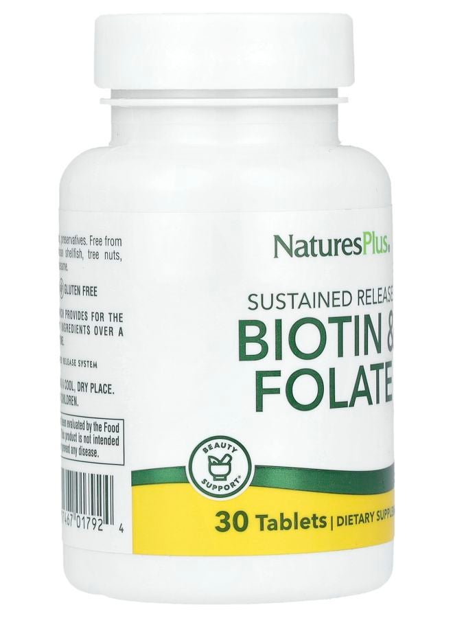 NaturesPlus بيوتين وفولات بإطلاق مستدام 30 قرص - Image 2