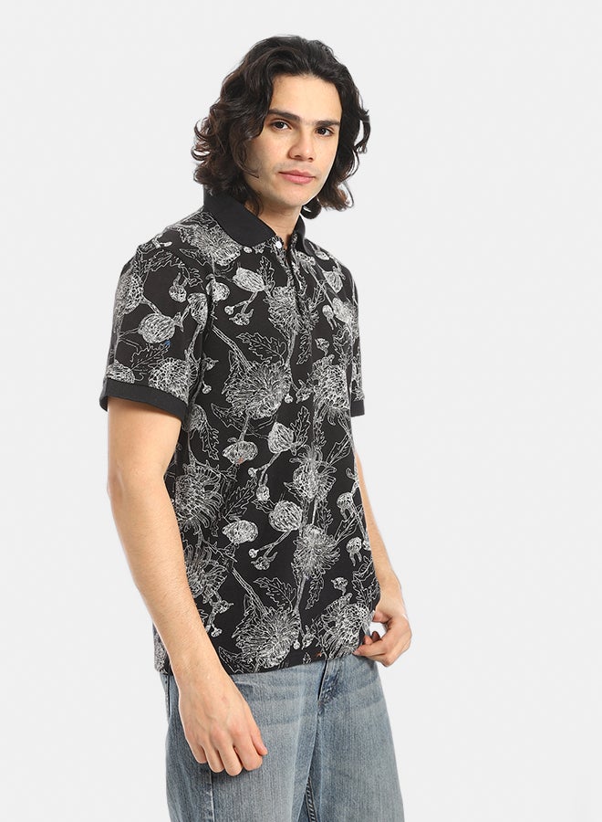 Red Circle Self Pattern Regular Fit Polo Shirt - Image 2