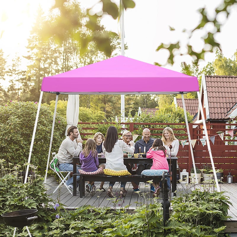 Oneofics Canopy Tent, 10X10 FT Pop Up Canopy Outdoor Instant Tent Slant Legs with Carrying Bag, Portable Gazebo Shelter for Patio Deck Garden and Beach - 8X8 FT Canopy Cover (Pink) - Image 5