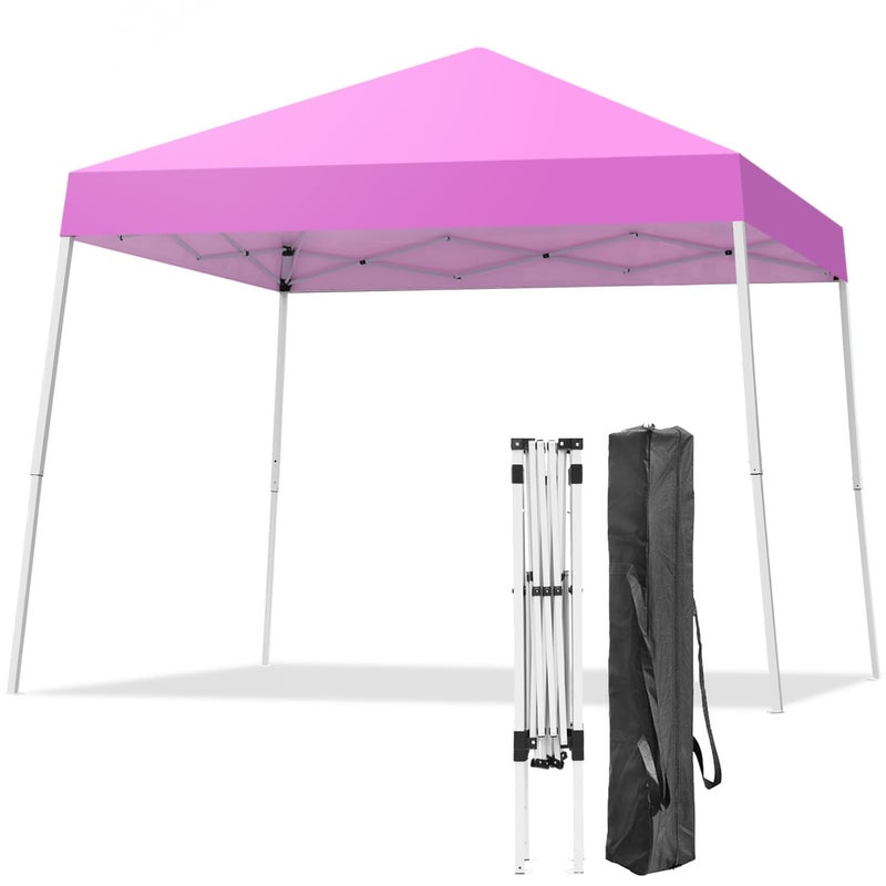 Oneofics Canopy Tent, 10X10 FT Pop Up Canopy Outdoor Instant Tent Slant Legs with Carrying Bag, Portable Gazebo Shelter for Patio Deck Garden and Beach - 8X8 FT Canopy Cover (Pink) - Image 1