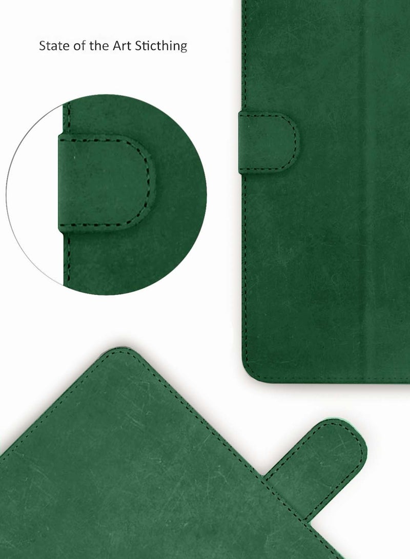 Wtech Samsung Galaxy Tab S10+ / S10 Plus 5G 2024 (12.4 inch) X820 X826B WTech PU Leather Magnetic Closure Flip Case Cover - Dark Green - Image 5