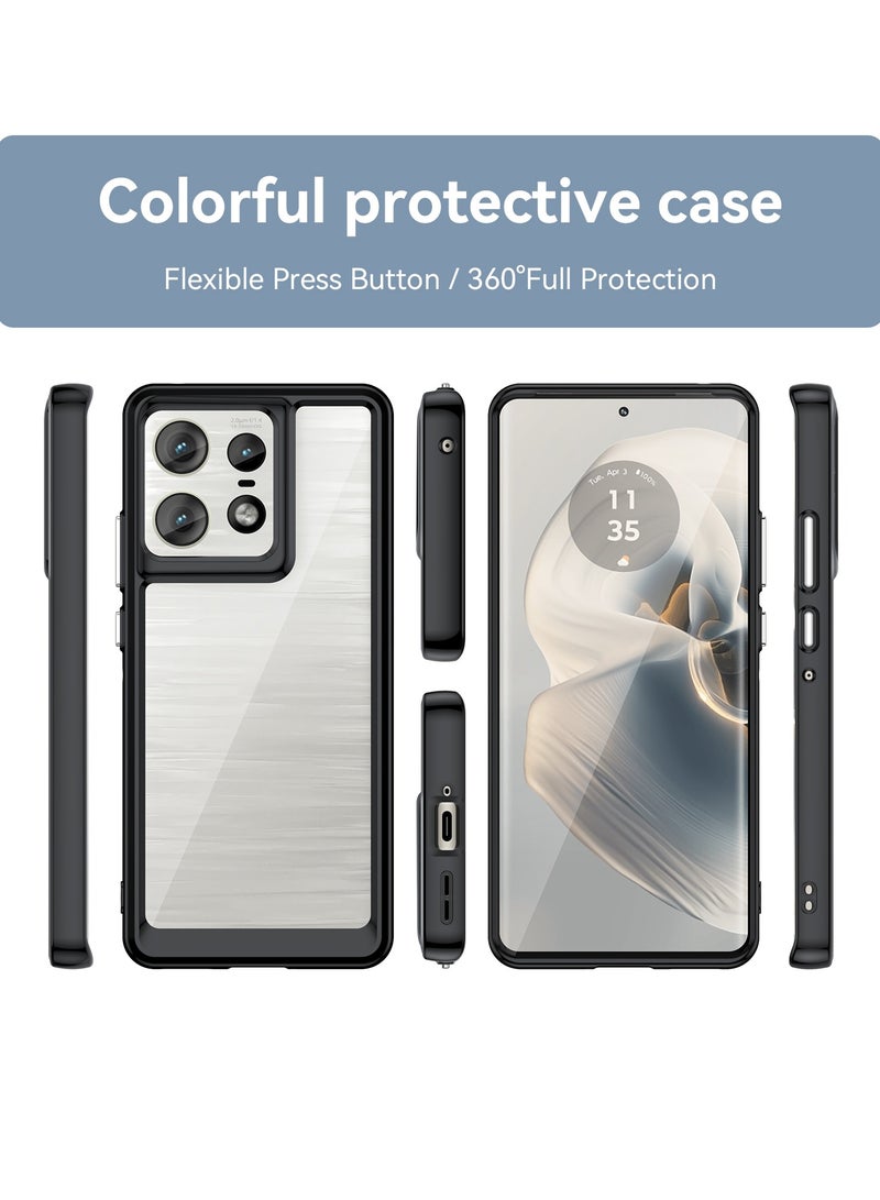 for Motorola Edge 50 Pro 5G Case Cover, High Quality Hard Backplane Soft Border Pure and Bright Comfortable Feel Cell Phone Protective Case for Motorola Edge 50 Pro 5G, Black - Image 2