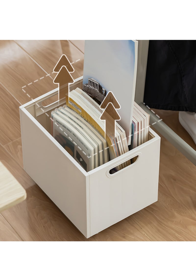 XiuWoo 1pc Portable Office Cart, Desk-side Floor-standing Bookshelf, Thick Plastic Multi-functional Cart, Movable Storage Rack For Files, Textbooks, And Bookshelves, Storage Baskets with Wheels for Home - Image 4