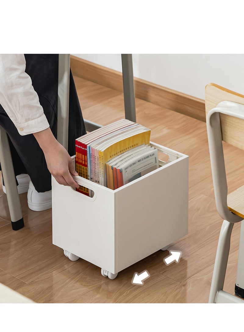 XiuWoo 1pc Portable Office Cart, Desk-side Floor-standing Bookshelf, Thick Plastic Multi-functional Cart, Movable Storage Rack For Files, Textbooks, And Bookshelves, Storage Baskets with Wheels for Home - Image 3