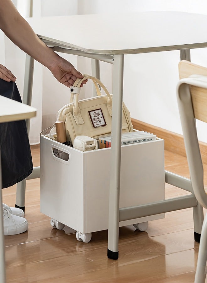 XiuWoo 1pc Portable Office Cart, Desk-side Floor-standing Bookshelf, Thick Plastic Multi-functional Cart, Movable Storage Rack For Files, Textbooks, And Bookshelves, Storage Baskets with Wheels for Home - Image 1