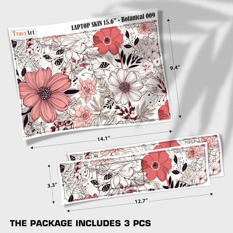 TracyArt Laptop Skin Decal HP 15.6" - Botanical, Laptop Cover Sticker, No Cutting Required, No Bubble, Waterproof, Scratch Resistant - Including Wide Screen and Wrist Pad - Image 2