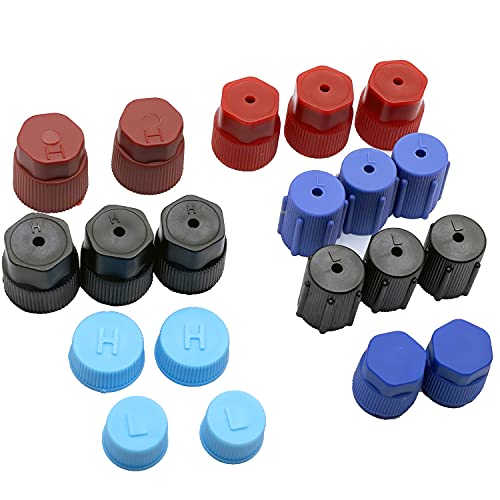 Aracey 20Pcs/Set R134a/R12 13mm & 13.5mm & 14mm & 16mm &17 & 17.5mm Air Conditioning Service AC System Charging Port Caps（Eight Styles Suit The vast Majority of Cars） - Image 1
