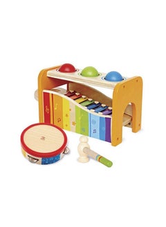 Hape Pound Tap & Shake! Music Set Award Winning Wooden Pounding Bench Baby Xylophone And Tap Along Tambourine Developmental Nontoxic Montessori Musical Toys For Toddlers 1 4 Years Old  - Image 1