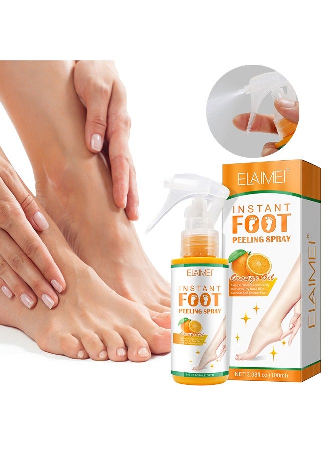 Elaimei Foot Peeling Spray，Foot Peeling Spray For Remove Dead Skin Pedicure Dead Skin Exfoliator For Cracked Rough Heels Dry Toe Skin & Calluses Quicky Remove Dead Skin (Orange) - Image 1