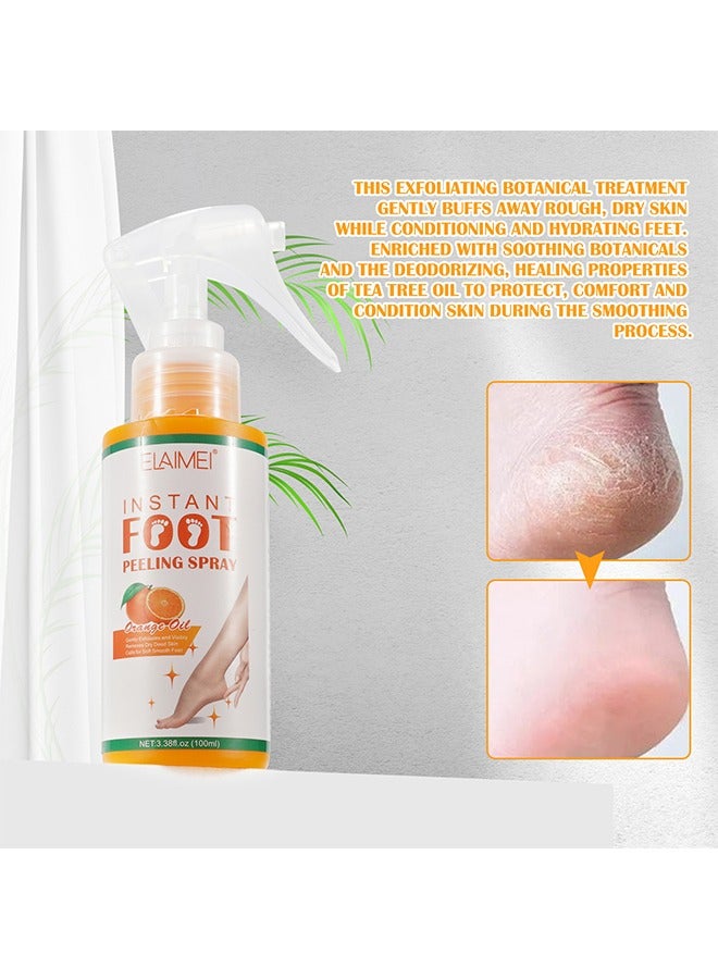 Elaimei Foot Peeling Spray，Foot Peeling Spray For Remove Dead Skin Pedicure Dead Skin Exfoliator For Cracked Rough Heels Dry Toe Skin & Calluses Quicky Remove Dead Skin (Orange) - Image 2