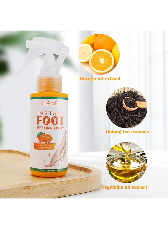 Elaimei Foot Peeling Spray，Foot Peeling Spray For Remove Dead Skin Pedicure Dead Skin Exfoliator For Cracked Rough Heels Dry Toe Skin & Calluses Quicky Remove Dead Skin (Orange) - Image 3