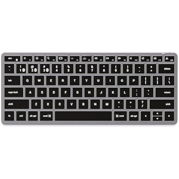 rayihni لوحة مفاتيح سليم X1 بلوتوث لاسلكية، تخطيط QWERTY أمريكي، تصميم متعدد الأجهزة مضاء - لجهاز ماك بوك إير وبرو M5 M4، ماك ميني، آيباد إير وبرو، آي ماك والمزيد - رمادي فضائي - Image 1