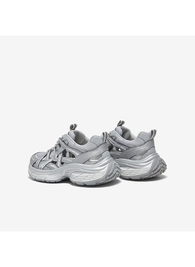 Basto 25 Mesh Hollow Breathable Dad Shoes Thick Sole Height Increasing Women's Casual Shoes D5810bm5 Silver Gray 36 - Image 2