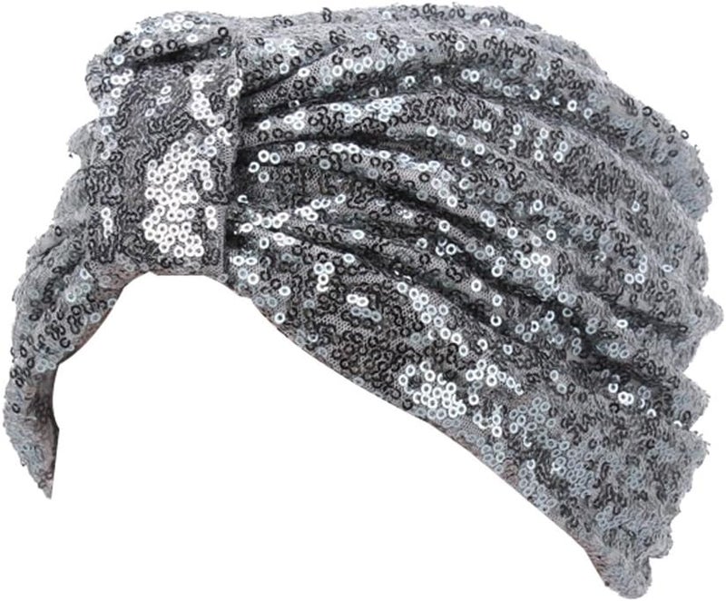 Sparkly Sequin Twist Pleated Hair Wrap Stretch Turban S232