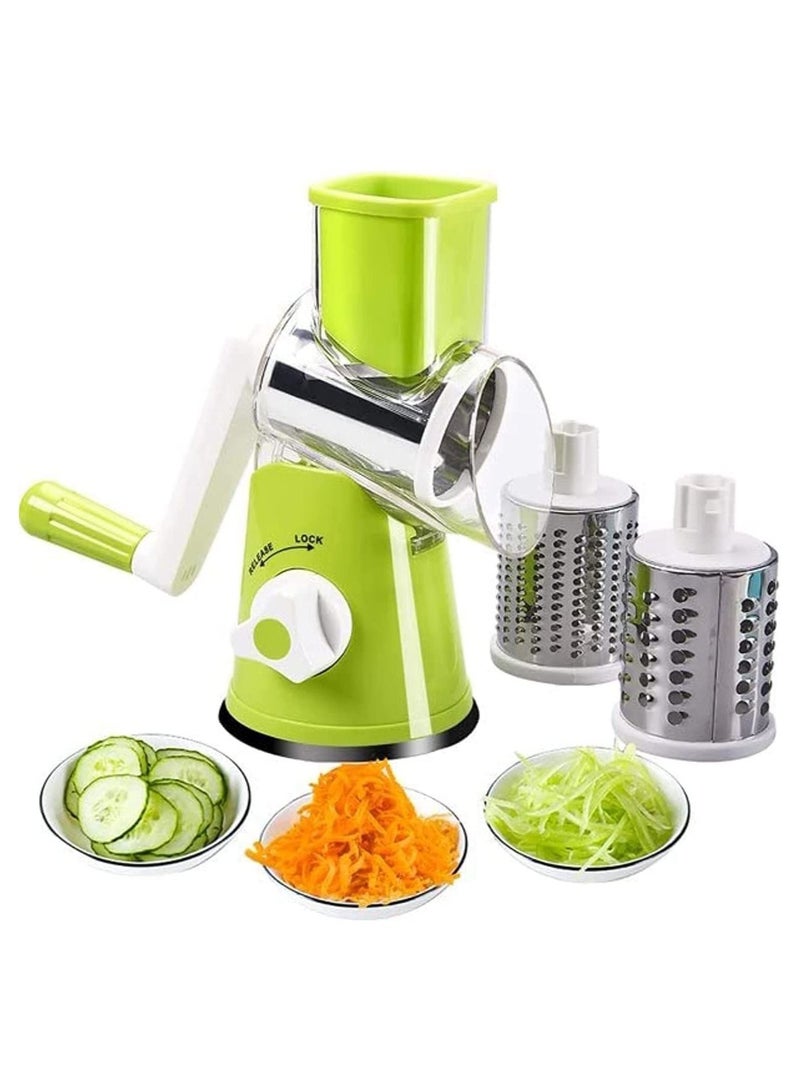 Rotary Cheese Grater Shredder, Speed Kitchen Manual Round Mandolin Slicer Grinder for Potato Hash Brown, Vegetable, Walnut, Nut, Carrot Garlic - Image 1