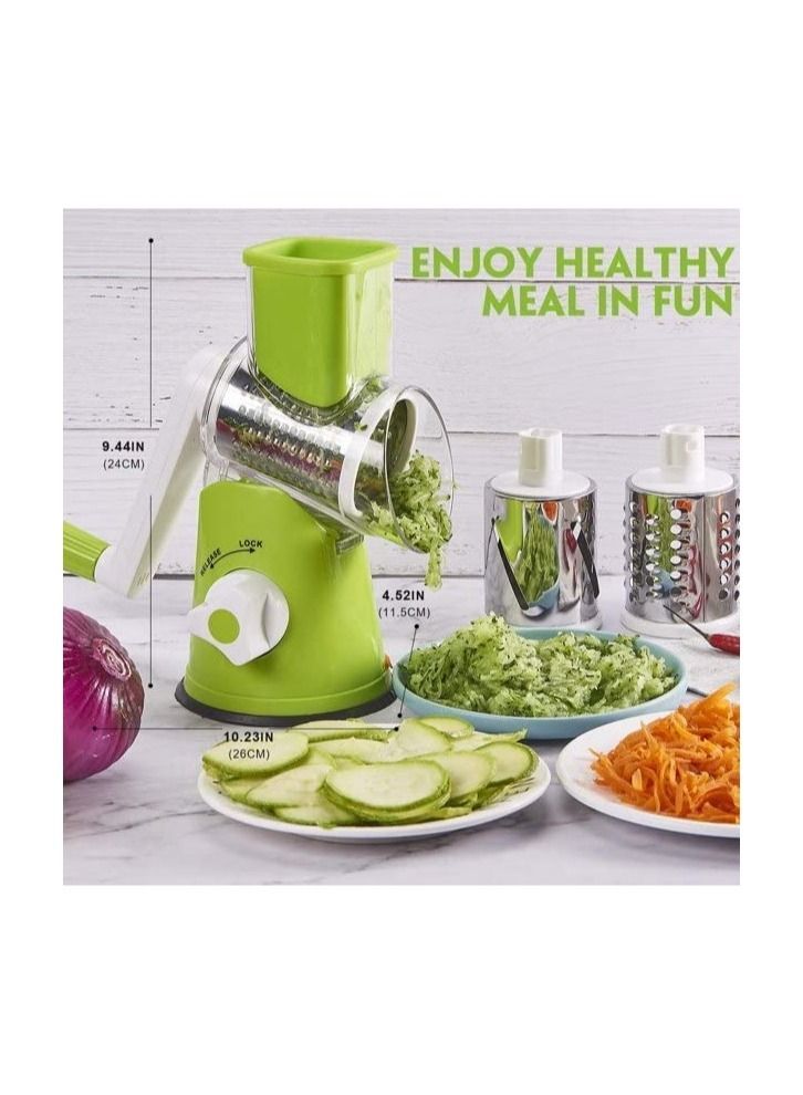 Rotary Cheese Grater Shredder, Speed Kitchen Manual Round Mandolin Slicer Grinder for Potato Hash Brown, Vegetable, Walnut, Nut, Carrot Garlic - Image 3