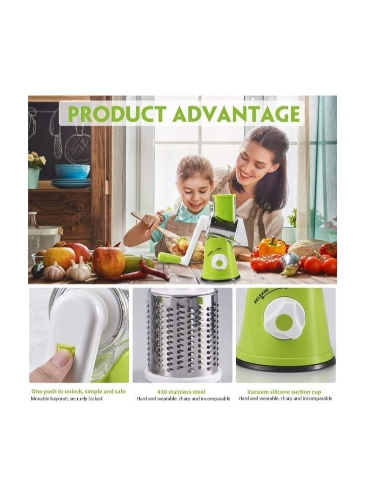 Rotary Cheese Grater Shredder, Speed Kitchen Manual Round Mandolin Slicer Grinder for Potato Hash Brown, Vegetable, Walnut, Nut, Carrot Garlic - Image 2