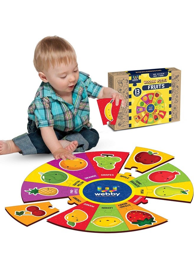 ويبي لغز أرضي خشبي دائري من Webby Fruits، 13 قطعة، مناسب للأطفال من عمر 3 إلى 8 سنوات - Image 2