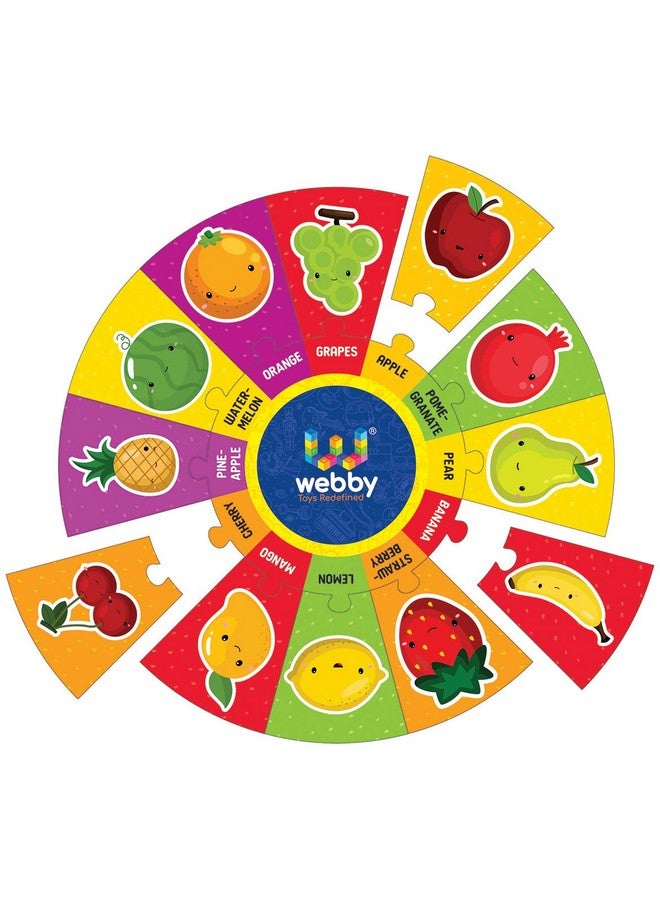 ويبي لغز أرضي خشبي دائري من Webby Fruits، 13 قطعة، مناسب للأطفال من عمر 3 إلى 8 سنوات - Image 3