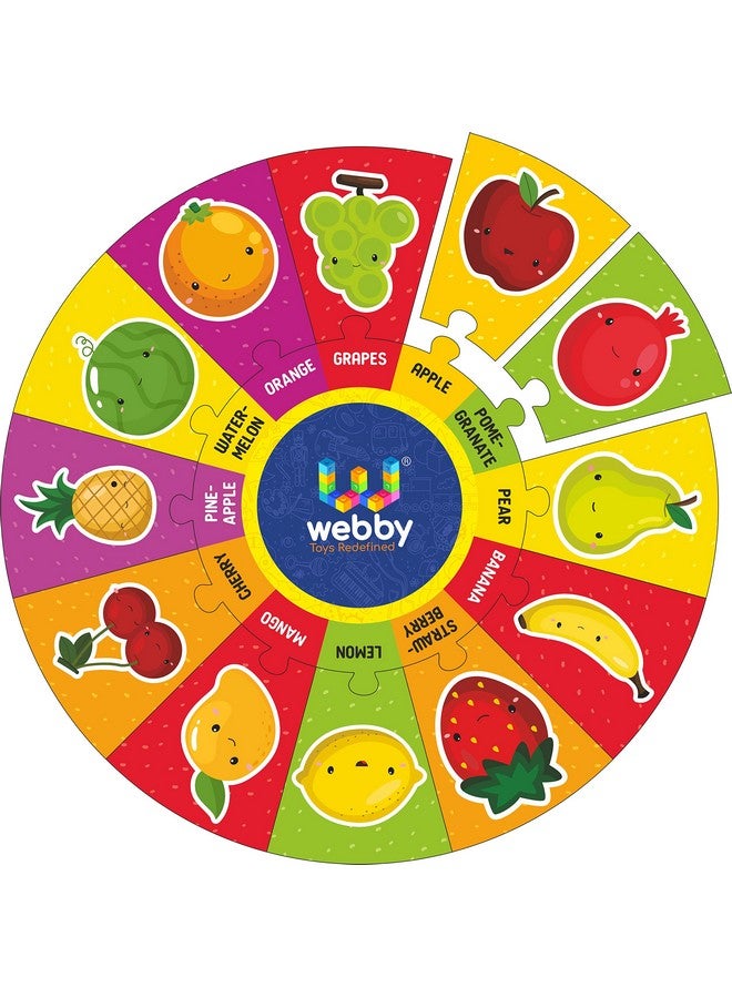 ويبي لغز أرضي خشبي دائري من Webby Fruits، 13 قطعة، مناسب للأطفال من عمر 3 إلى 8 سنوات - Image 1