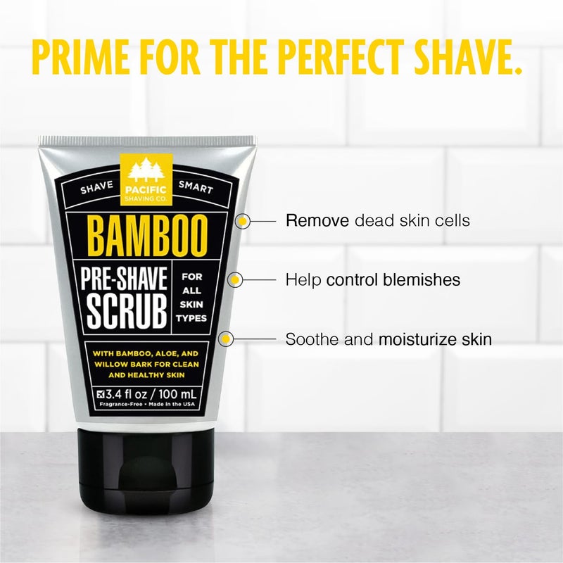 Pacific Shaving Company Bamboo Pre-Shave Scrub - Exfoliating Face Scrub & Cleanser - Daily Face Wash for Men with Aloe Vera & Willow Bark Extract - Soothes, Moisturizes & Controls Blemishes (3 Oz) - Image 2