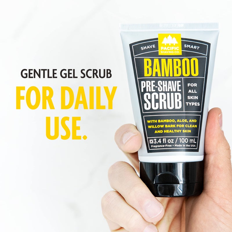 Pacific Shaving Company Bamboo Pre-Shave Scrub - Exfoliating Face Scrub & Cleanser - Daily Face Wash for Men with Aloe Vera & Willow Bark Extract - Soothes, Moisturizes & Controls Blemishes (3 Oz) - Image 4