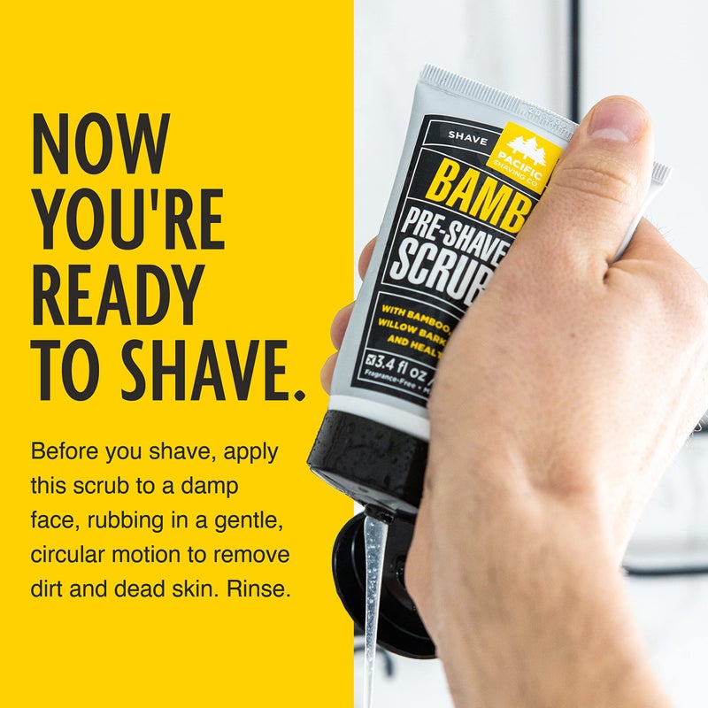 Pacific Shaving Company Bamboo Pre-Shave Scrub - Exfoliating Face Scrub & Cleanser - Daily Face Wash for Men with Aloe Vera & Willow Bark Extract - Soothes, Moisturizes & Controls Blemishes (3 Oz) - Image 5