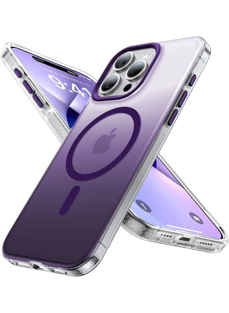 Strong Magnetic for iPhone 16 Pro Max Case, Skin-Friendly [Compatible with Magsafe] [Military-Grade Test Protection]Never Yellow Slim Translucent Matte for Case (Purple) - Image 1