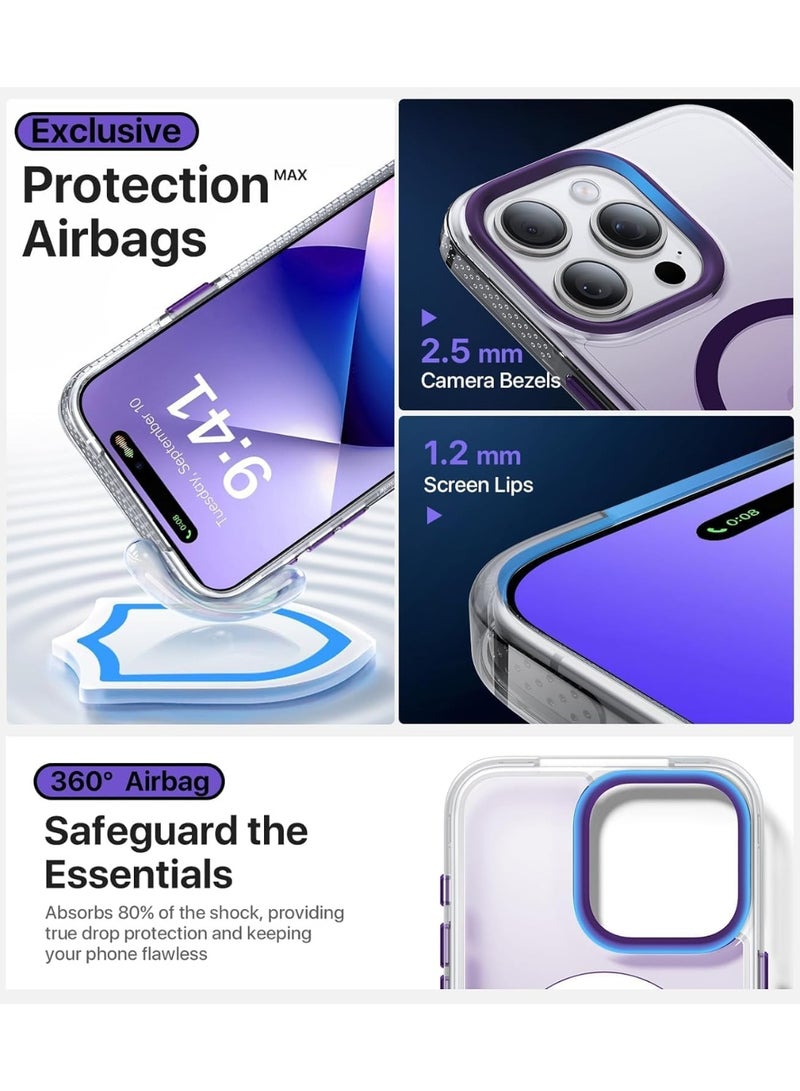 Strong Magnetic for iPhone 16 Pro Max Case, Skin-Friendly [Compatible with Magsafe] [Military-Grade Test Protection]Never Yellow Slim Translucent Matte for Case (Purple) - Image 2
