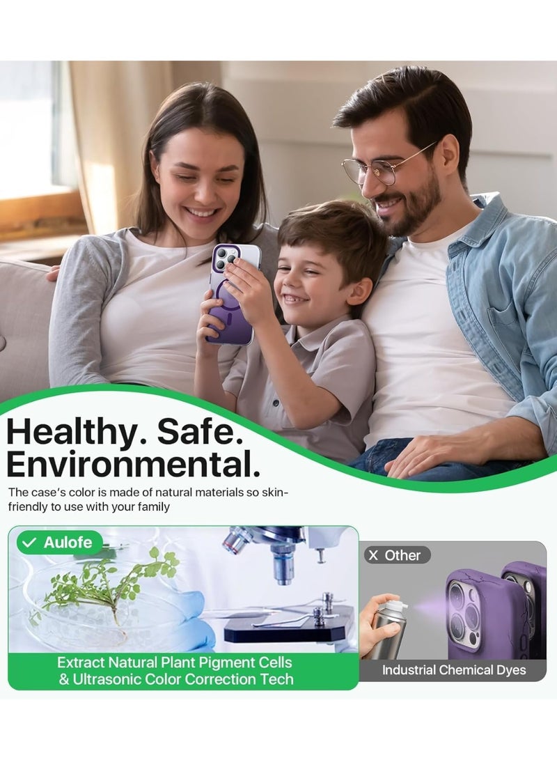 Strong Magnetic for iPhone 16 Pro Max Case, Skin-Friendly [Compatible with Magsafe] [Military-Grade Test Protection]Never Yellow Slim Translucent Matte for Case (Purple) - Image 5