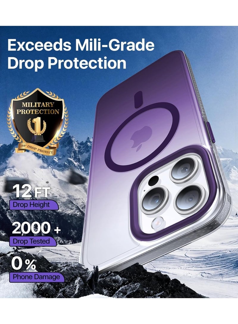 Strong Magnetic for iPhone 16 Pro Max Case, Skin-Friendly [Compatible with Magsafe] [Military-Grade Test Protection]Never Yellow Slim Translucent Matte for Case (Purple) - Image 4