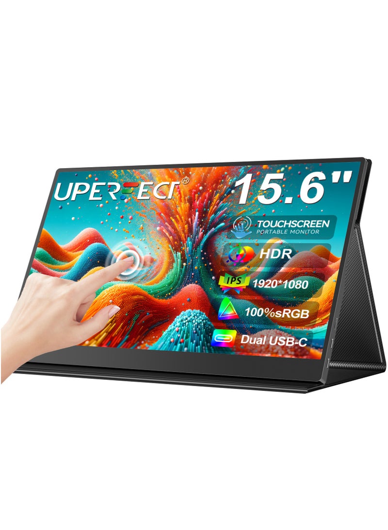 Uperfect Portable Monitor for laptop 15.6 Inch 60 Hz 1920 × 1080 FHD IPS 16:9 USB C & Mini HDMI Port Second Screen for Laptop/Phone/Game Console, VESA Mountable - Image 1