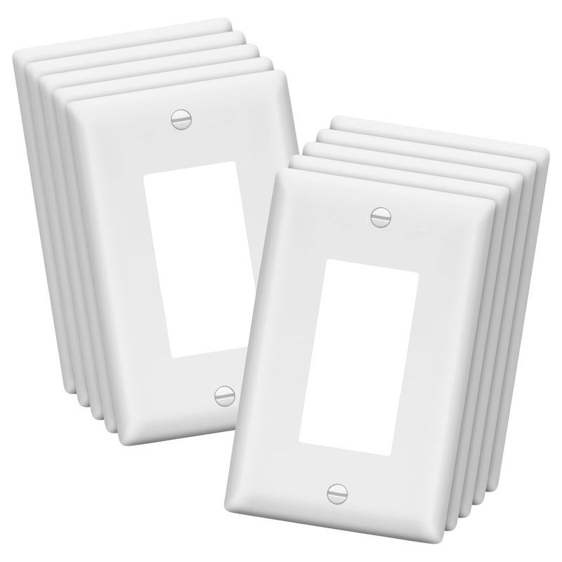 LIDER Matte Finish Decorator Switch Cover Decorator Receptacle Wall Plate MidSize 1Gang 488 x 311 Unbreakable Polycarbonate Thermoplastic UL Listed LWP31MW10P White 10 Pack