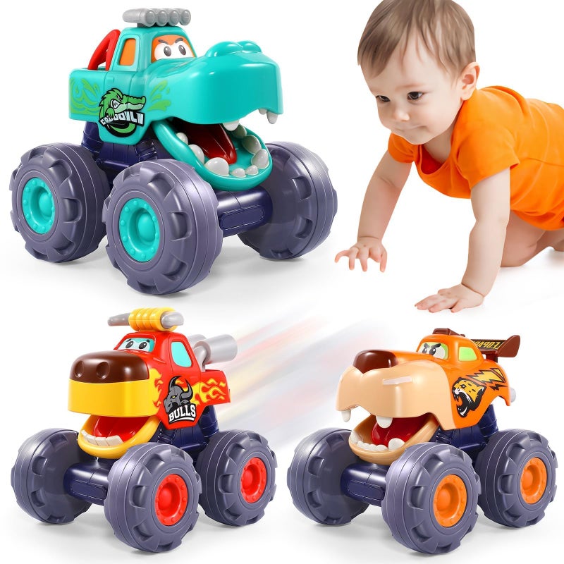 OCATO Car Toys for 1 Year Old Boy Gifts, Pull Back Monster Truck Toy Cars for Toddlers 1-3, 1 2 3 One Year Old Boy Birthday Gift 1st Vehicles Kids Stocking Stuffers Toddler Baby Boys Toys 12-18 Months - Image 1