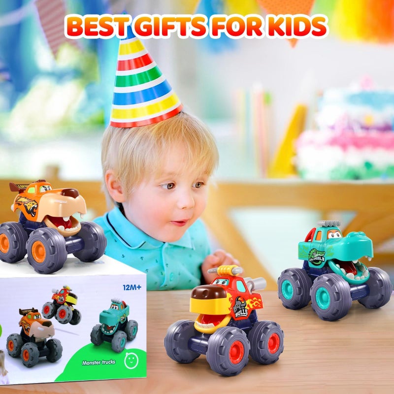 OCATO Car Toys for 1 Year Old Boy Gifts, Pull Back Monster Truck Toy Cars for Toddlers 1-3, 1 2 3 One Year Old Boy Birthday Gift 1st Vehicles Kids Stocking Stuffers Toddler Baby Boys Toys 12-18 Months - Image 5