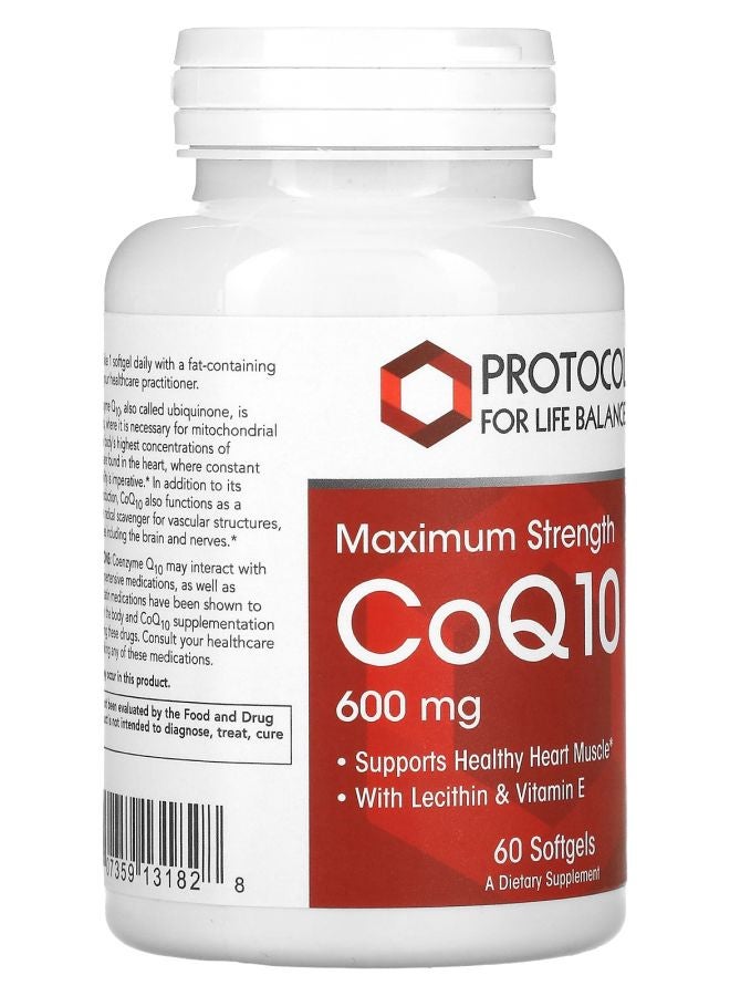 Protocol For Life Balance CoQ10 Maximum Strength 600 mg 60 Softgels - Image 2