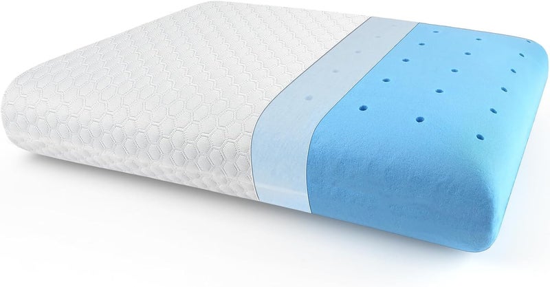 9villa Orthopedic Cooling Gel Memory Foam Pillow | Cervical Pillow for Neck & Shoulder Pain Relief Support for Sleeping | 2 Years Warranty | Knitted Fabric Removable Cover Set of 1 (16 x 24 x 4 inch) - Image 1