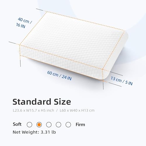 9villa Orthopedic Cooling Gel Memory Foam Pillow | Cervical Pillow for Neck & Shoulder Pain Relief Support for Sleeping | 2 Years Warranty | Knitted Fabric Removable Cover Set of 1 (16 x 24 x 4 inch) - Image 2