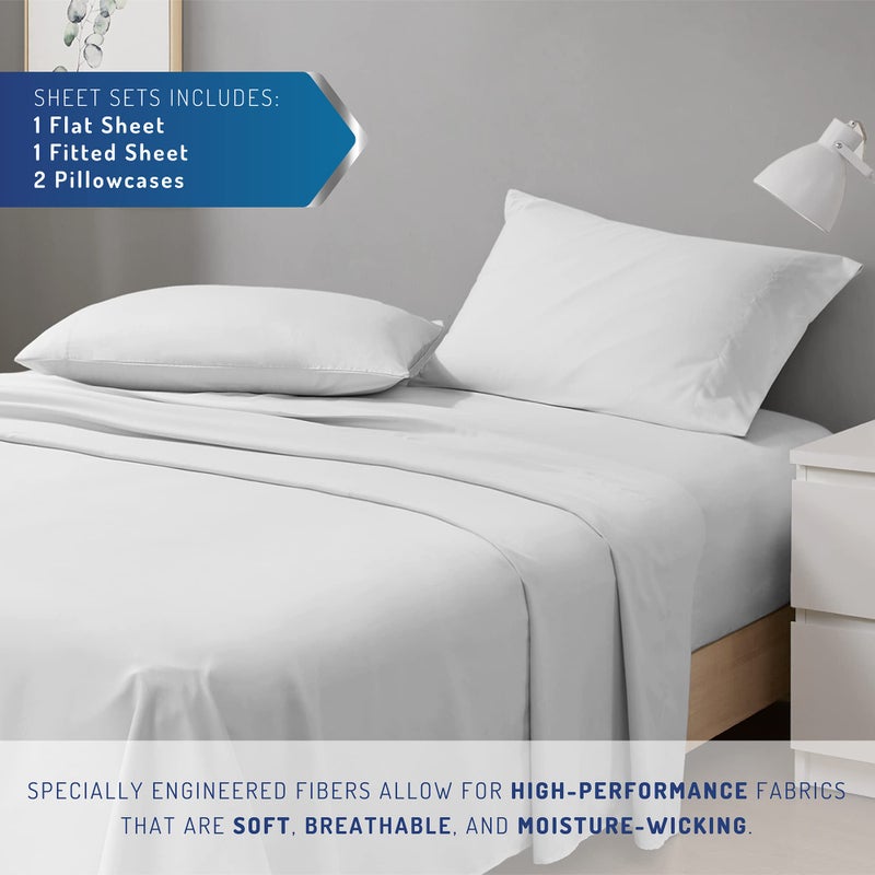 DEGREES OF COMFORT Coolmax Cooling Sheets | Queen Size Bed Sheet Set for Hot Sleepers | Soft Fabric with Deep Pocket, White-4PC - Image 2