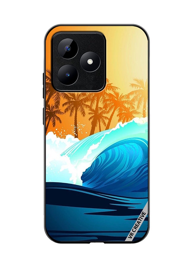 VR CREATIVE Protective Case Cover For Realme C53 Tropical Surfing Wave At Sunrise With Palm Tree Design Multicolour - Image 1