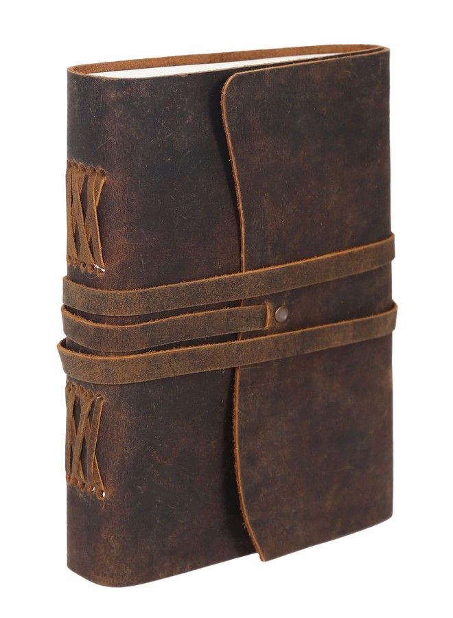 KomalC Handmade Leather Journal Writing Notebook Diary Bound Daily Notepad For Men & Women Unlined Paper Medium Writing Pad Gift For Artist Sketch (Brown Tan 8 X 6)  - Image 4