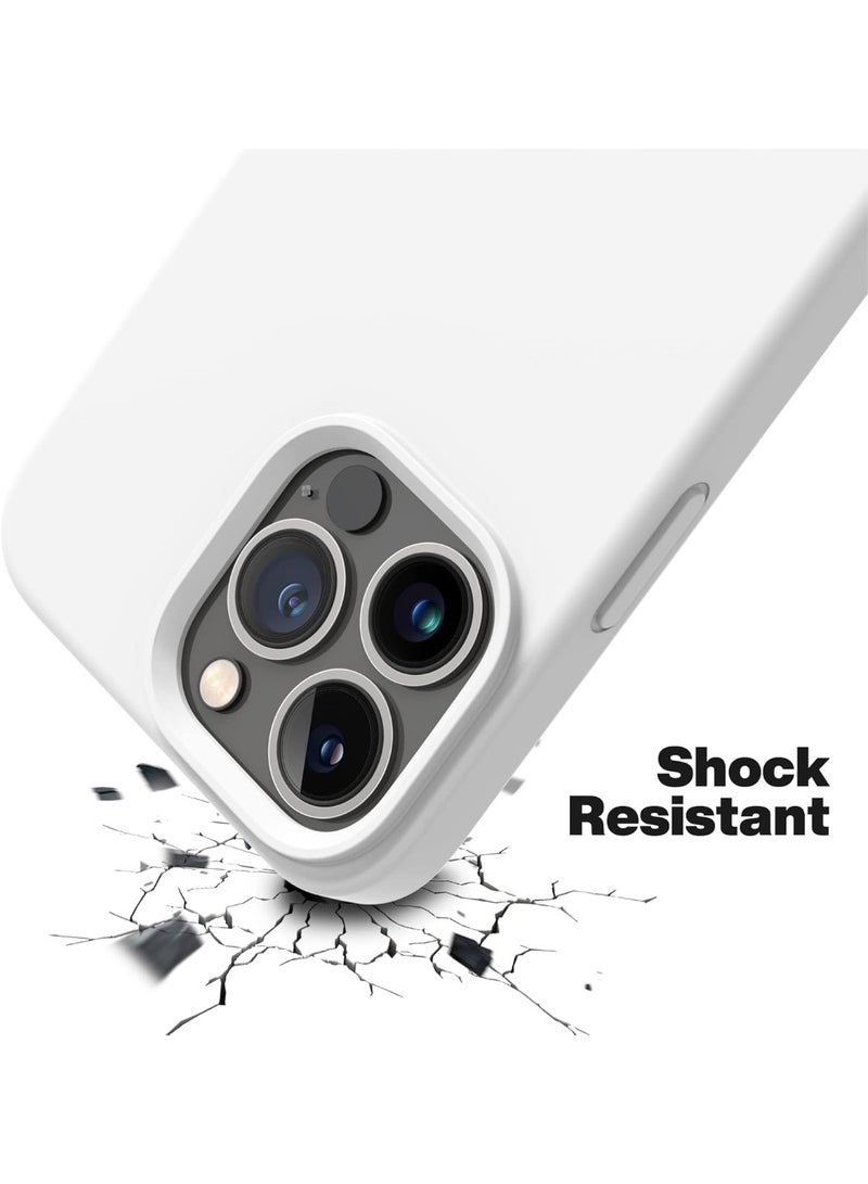 Compatible with iPhone 13 Pro Case 6.1 Inch Slim Liquid Silicone 4 Layers Soft Gel Rubber Shockproof Protective Phone Case with Anti Scratch Microfiber Lining (White) - Image 3