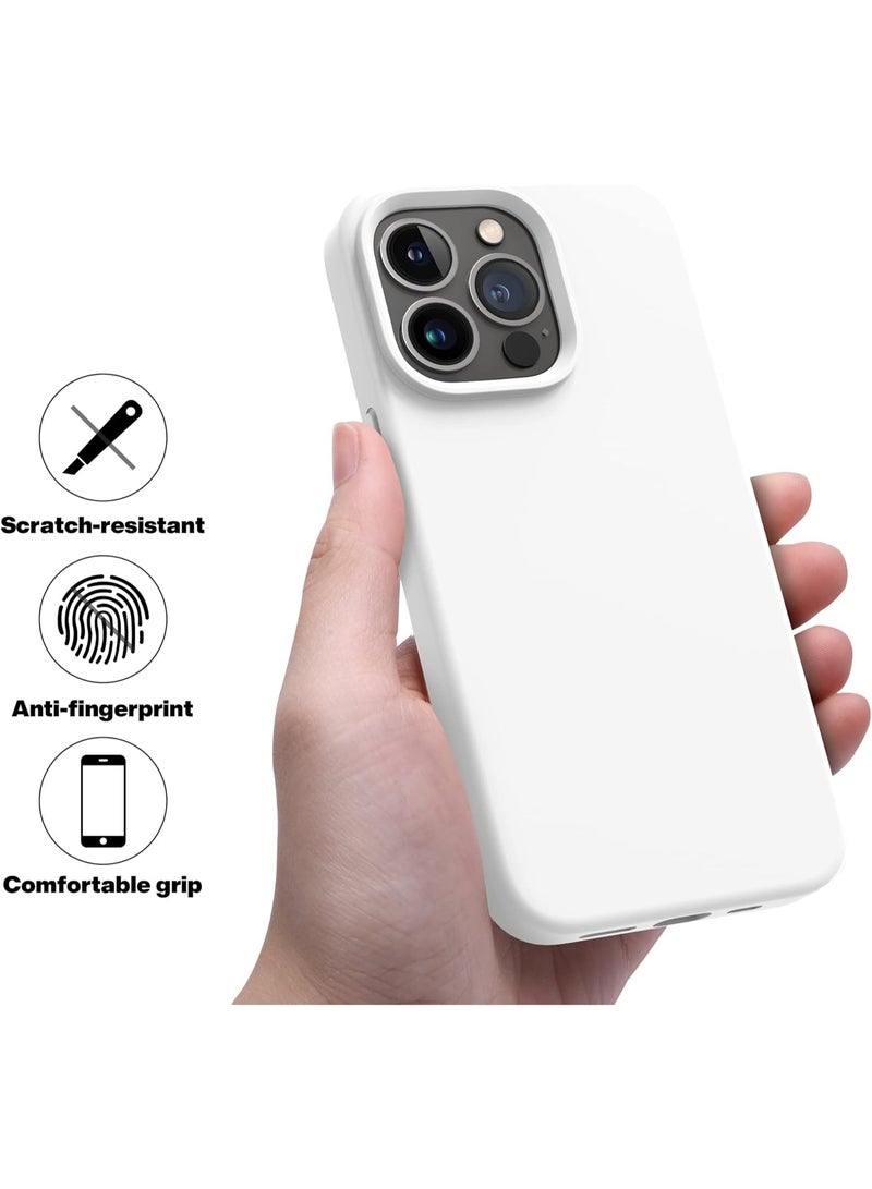 Compatible with iPhone 13 Pro Case 6.1 Inch Slim Liquid Silicone 4 Layers Soft Gel Rubber Shockproof Protective Phone Case with Anti Scratch Microfiber Lining (White) - Image 2