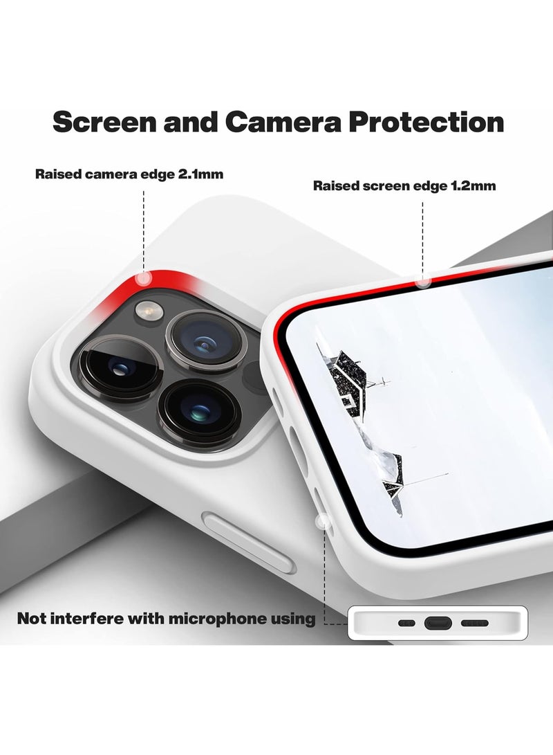 Compatible with iPhone 13 Pro Case 6.1 Inch Slim Liquid Silicone 4 Layers Soft Gel Rubber Shockproof Protective Phone Case with Anti Scratch Microfiber Lining (White) - Image 4