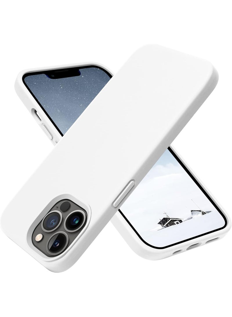 Compatible with iPhone 13 Pro Case 6.1 Inch Slim Liquid Silicone 4 Layers Soft Gel Rubber Shockproof Protective Phone Case with Anti Scratch Microfiber Lining (White) - Image 1