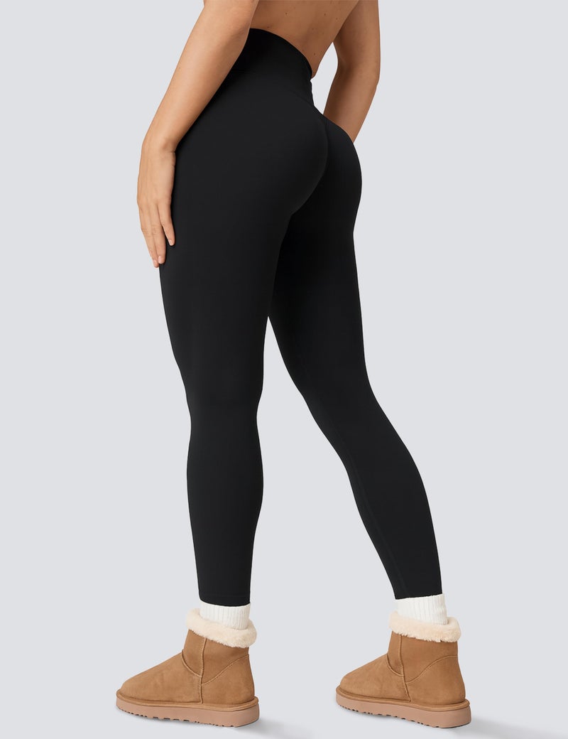 Unthewe Naked-Feel No Front Seam Leggings for Women - High Waisted Buttery Soft Workout Yoga Pants 25"(U800-Black-M) - Image 2