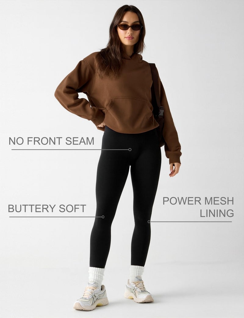 Unthewe Naked-Feel No Front Seam Leggings for Women - High Waisted Buttery Soft Workout Yoga Pants 25"(U800-Black-M) - Image 3